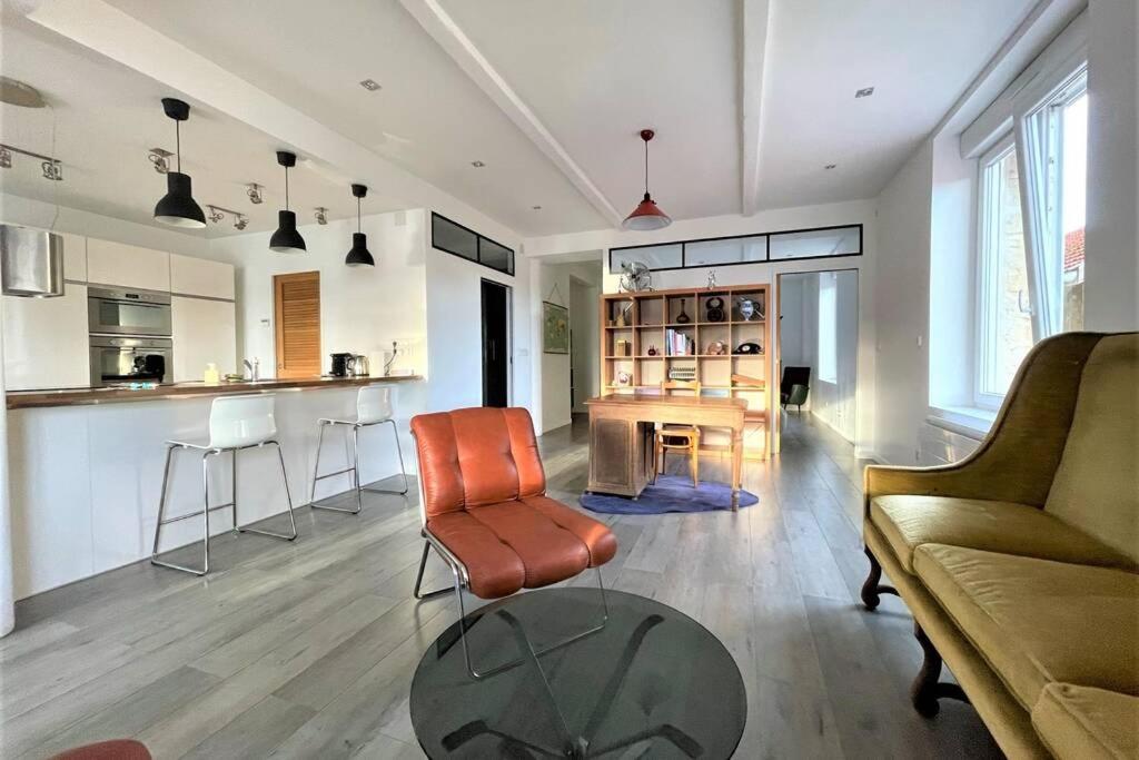 Superbe Loft 100M2 Proche Cathedrale Avec Parking Apartment Reims Bagian luar foto
